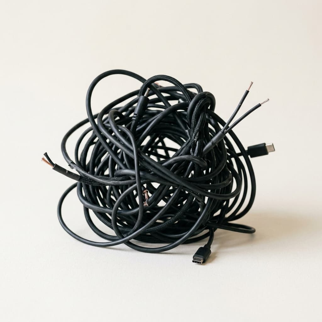 Bundle of tangled cables representing disconnected flows