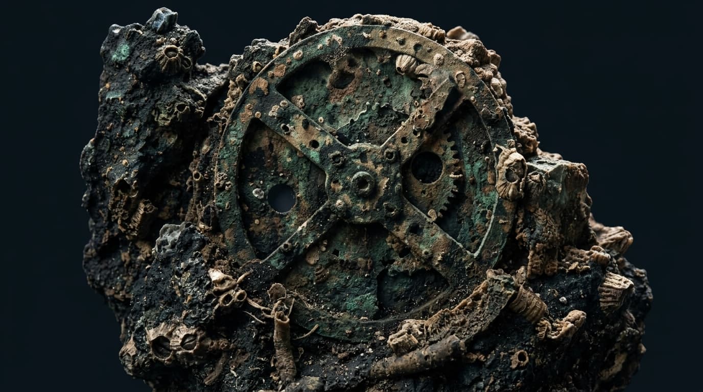 Antikythera mechanism state 1: buried in calcified rock