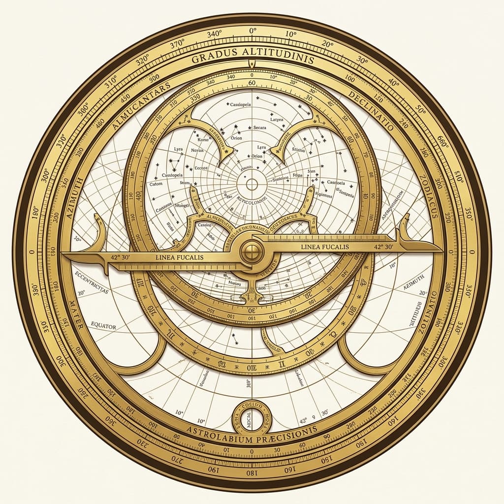 High precision astrolabe with concentric calibration rings